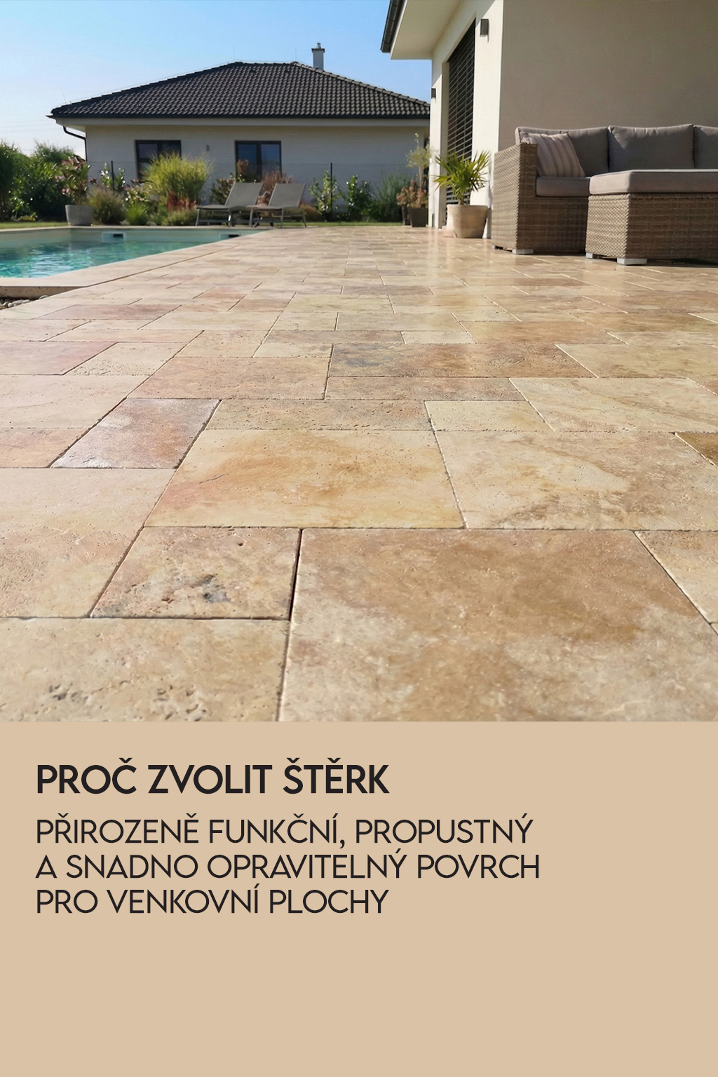 proč zbolit šterk pro pokladku kamenné dlažby z travertinu na terasu